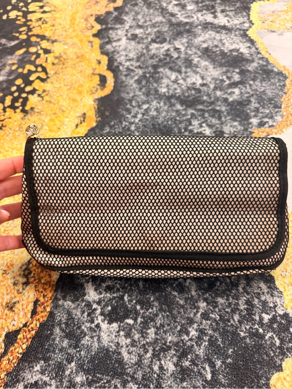 Steve Madden Black Mesh Clutch with Cream Base